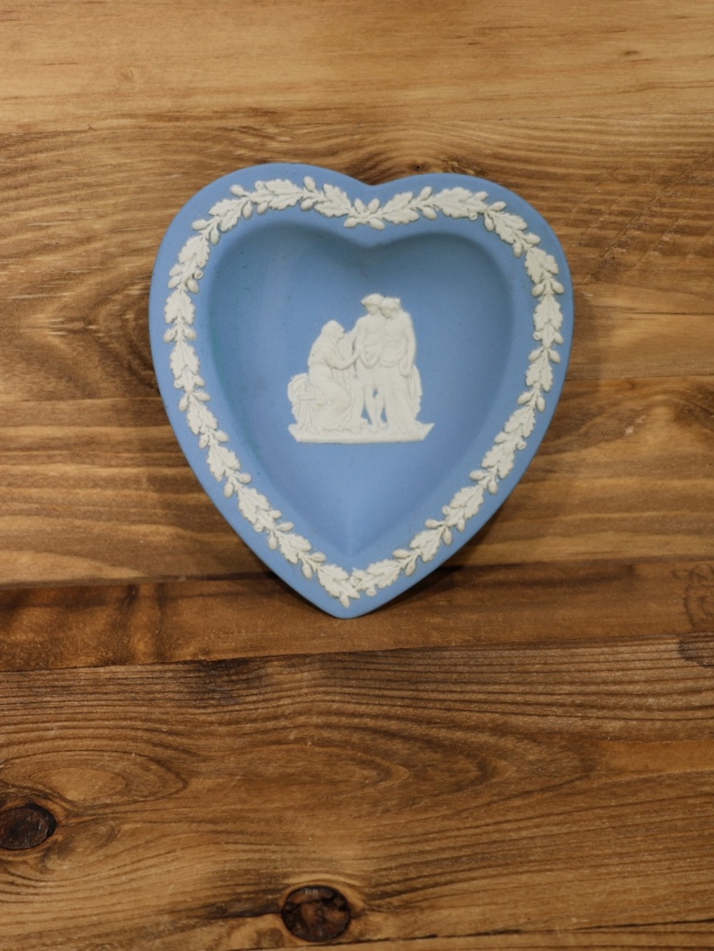 Vintage Wedgwood Blue Jasperware Heart Shape Trinket Dish
